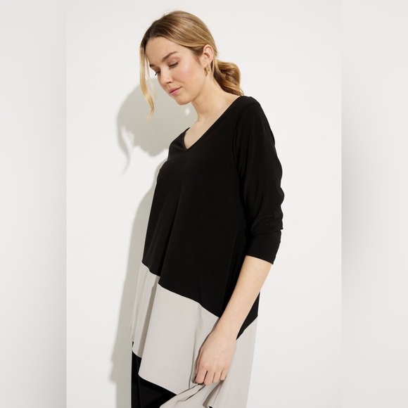 Sympli Color Block V-Neck Pullover Style 22269cb2 Asymmetrical Tunic Top - Picture 1 of 14